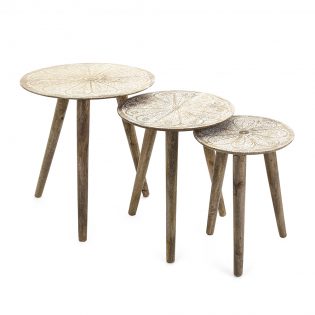 14063-3 Cashel Round Tables - Set of 3

The three round nesting tables included in this set can be displayed together or separated as needed. The Cashel round tables are made out of mango wood and enhanced with a subtle print that goes with everything.

    Dimensions: (20.25-22.25-25h
